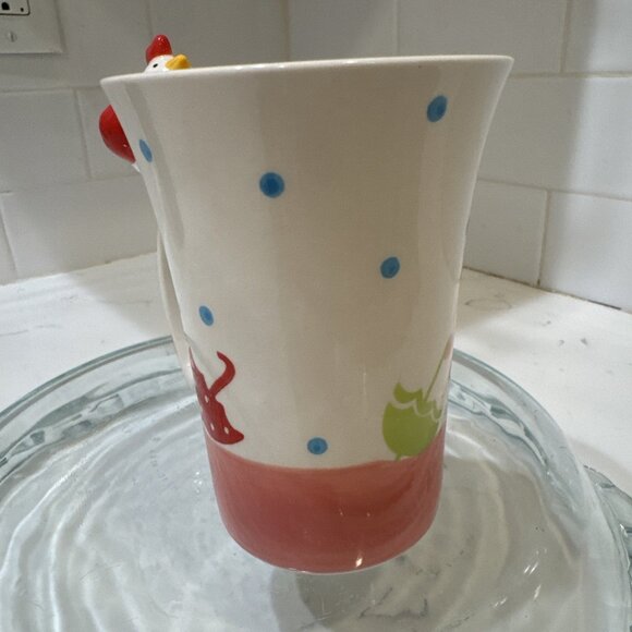 Intra Stoneware 3D Mug Chicken On Handle Chicks & Umbrellas - Picture 6 of 10
